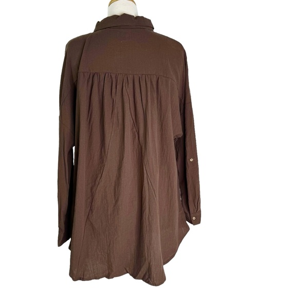 Cotton On Body Organic Cotton Swim Cover Up Beach Shirt Chocolate Size S NWT - Picture 6 of 13